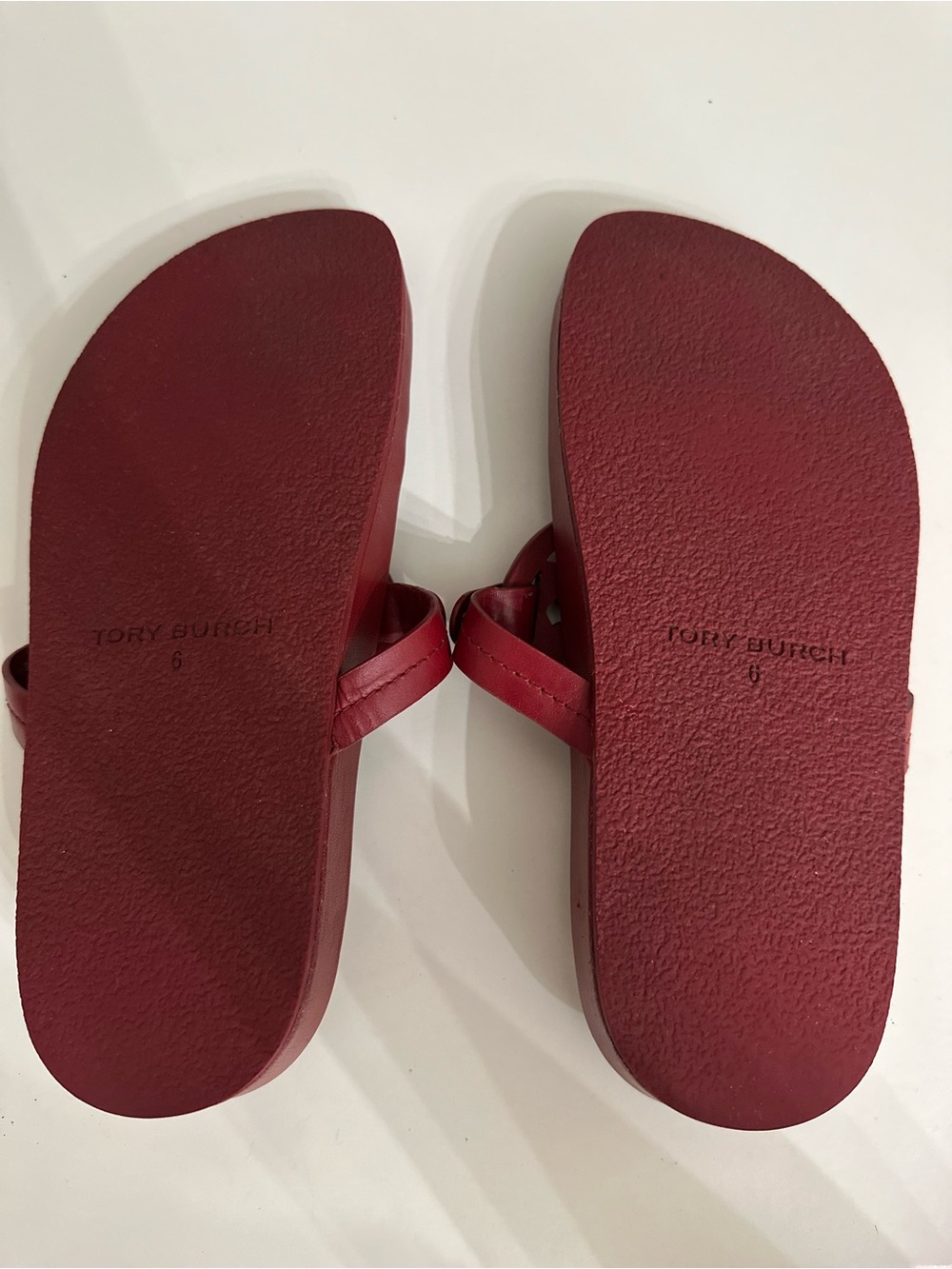 Tory Burch Miller Cloud Leather Thong Sandals -RED - Picture 3 of 3